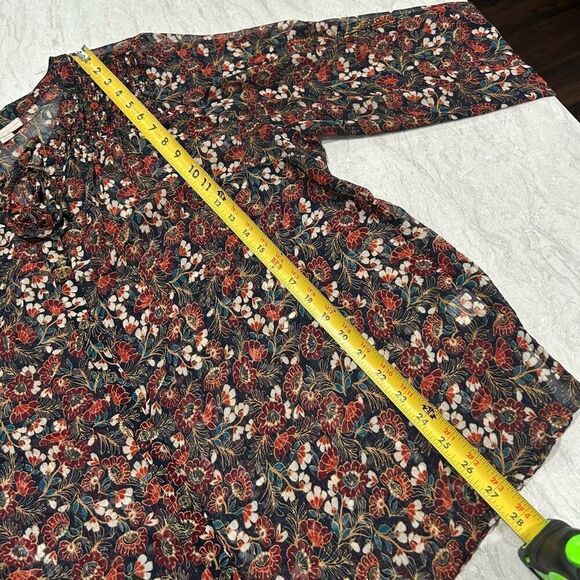 Dress Barn Women's Shimmer Floral Button Up Multicolor Long Sleeve Top 2X - Picture 14 of 15